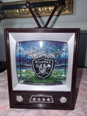Oak Brown TV Snow Globe with Black & Silver Team Shield